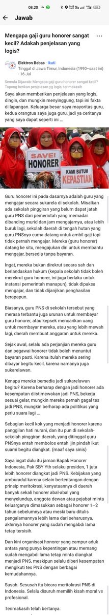 Adipangadi1's tweet photo. @bruhtaf @anggapph2 @Outstandjing Dulu sempat aneh honorer itu apa kok mereka mau "kerja" ngak di gaji ternyata ada udang dibalik bakwan https://t.co/sBVfbbdxVZ