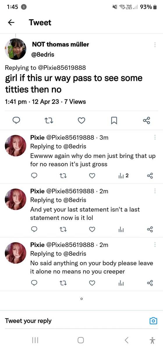 Why do they try to make it out we want to see anything at all??? Women don't ask for it unless they actually ask for it. Stop trying to force your bits on to people who just don't want to see. It's not teasing is isn't playing hard to get its just gross