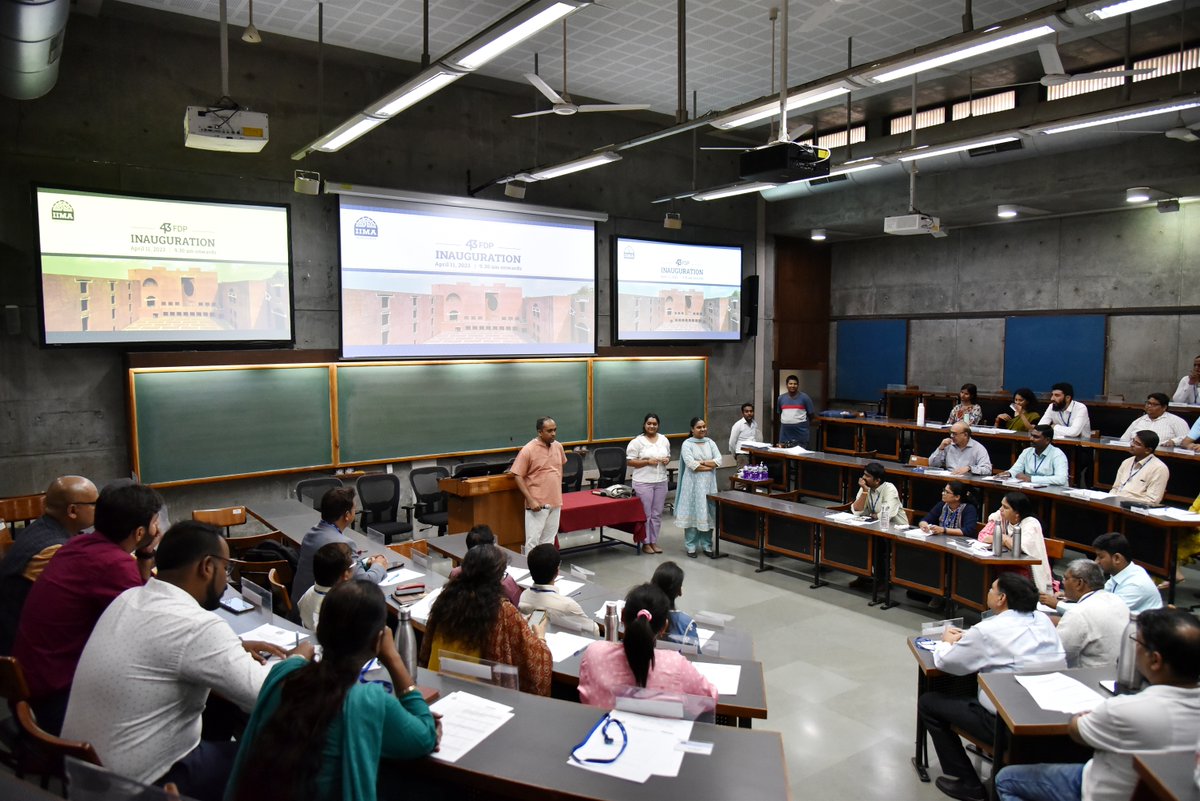IIMAhmedabad's tweet photo. We welcome the participants of the 43rd Faculty Development Programme in Pedagogy and Research Methods. 
We wish all the participants a great learning experience.
Here are some glimpses of the welcome session.
#fdp #facultydevelopment #iima https://t.co/NgthR8fcUq