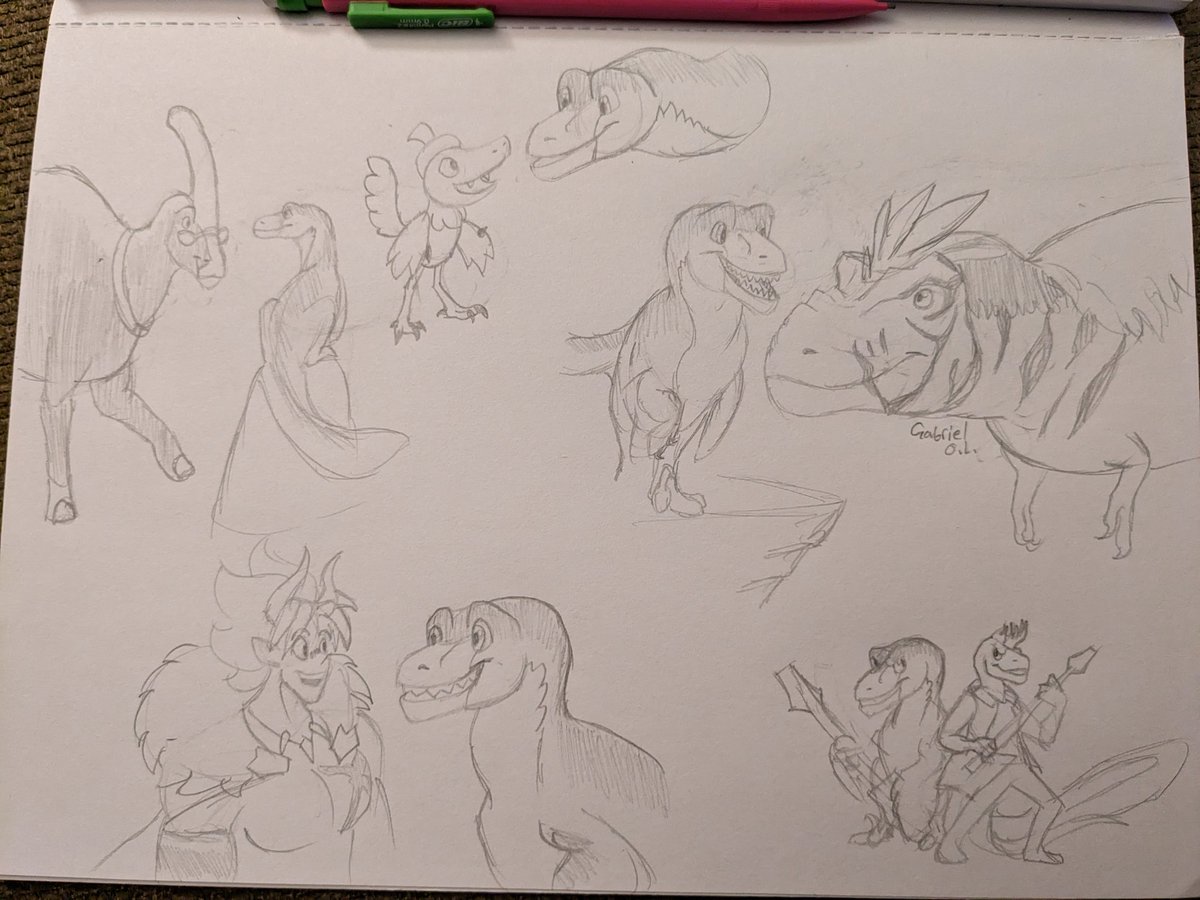 Achillobator_G's tweet photo. Dino doodles part 2! Ah this was fun! I'm enjoying the fact I've come across so many dino Vtubers recently, woo! I'll admit, the scaling is a bit wonky but it's no biggie :b
#DinoPaleoArt
#Dynart
#fanartex
#Grarrt
@ThisIsJaiRex https://t.co/by1IFfUTD7