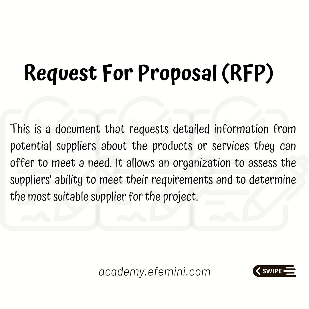 Efemini5's tweet image. In my early days in procurement, I did not really understand the difference between these terms 🤷‍♀️ but you don’t have to go through same, let’s explore the RFx suite.😊

#efeminiacademy #bidding  #procurementmadeeasy #rfp #rfq #bidmanagement #share #save