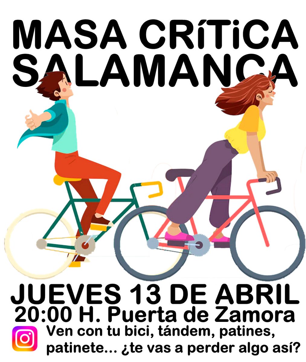 Guardabarross's tweet photo. La asociación #Guardabarros secunda la convocatoria de #masacrítica  prevista para este jueves 13 de abril a las 20.00 h. en la Puerta de Zamora. Recuperemos la calle y reivindiquemos nuestro espacio ciclista en las calles de #Salamanca. ¿Te lo vas a perder? https://t.co/swXSwjXfYS