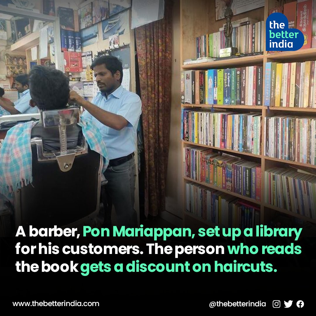 For his customers of Millerpuram in Thoothukudi, hairdresser Pon Mariappan’s passion for books is well known.

#chaseyourpassion #motivation #Respect #TamilNadu