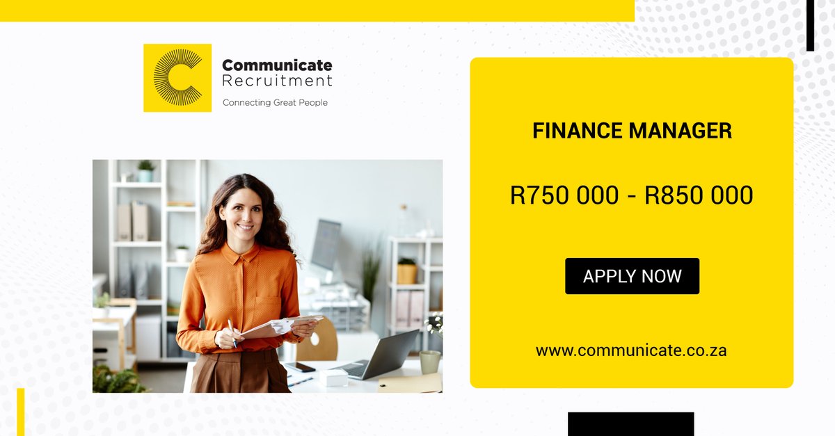 CommunicateSA's tweet photo. Are you looking for a new career change? An industry-leading Financial institution with a global footprint is seeking a Financial Manager to lead its diverse team. Apply here 👉 https://t.co/sEWdi17rrp 

#financejobs #communicaterecruitment #financialmanager https://t.co/NKvbk40BP0