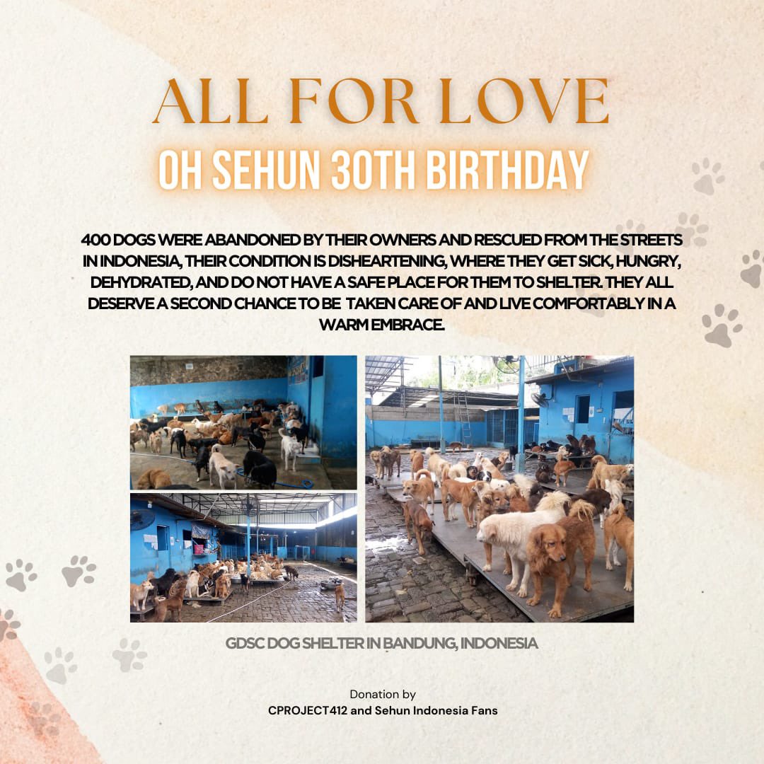 CPROJECT412's tweet photo. 𝘼𝙇𝙇 𝙁𝙊𝙍 𝙇𝙊𝙑𝙀

✨ SEHUN 30th Birthday Project ✨

Donation #1

For SEHUN's birthday this year, we decided to make a donation to our local dog shelter in his honor!

Let's spread some joy and love to our furry friends that they deserve 🐶🎂 #AllForLove #HappySEHUNDay https://t.co/C3i4dvo2y8