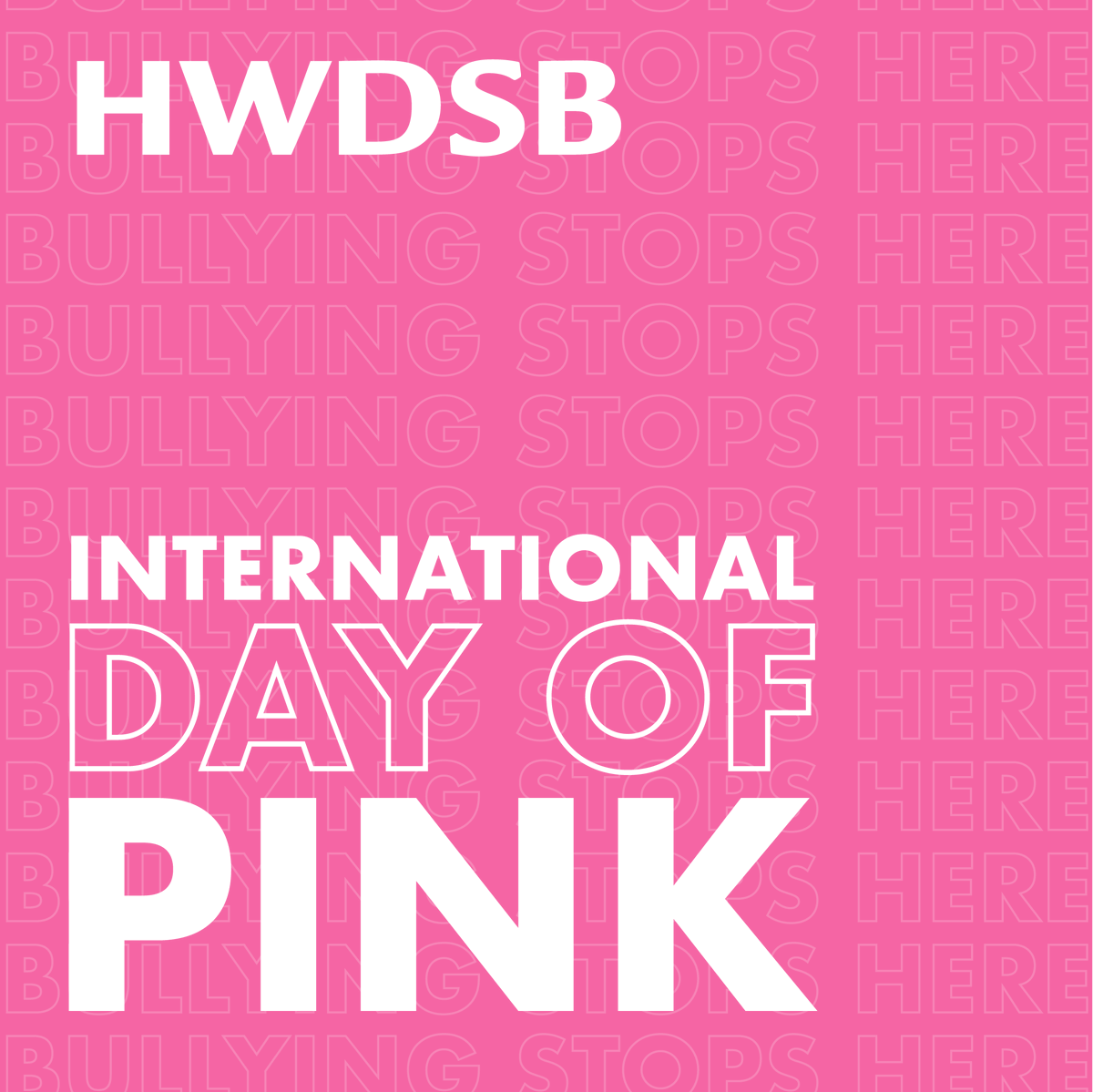 HWDSB's tweet photo. Today is International Day of Pink - an annual event to raise awareness and stand up against homophobic and transphobic bullying.

Let's continue to work together to make our schools and communities safe and accepting places for all. https://t.co/M4VQul8mnR