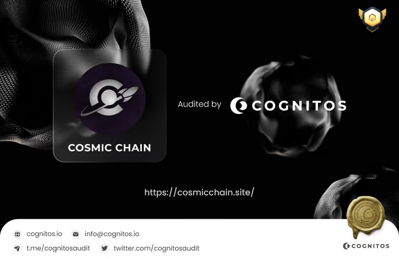 CognitosAudit's tweet photo. Congratulation to @cosmicchainbsc that passed Smart Contract Audit Process by Cognitos

Name: Cosmic Chain
Website: https://t.co/4Difaa4xkJ
Smart Contract:
Binance (BEP-20)
0xb78e0ff3a82c487295074465ff714e45a6e7b39c

Smart Contract Audit Report :
▫️https://t.co/RI3Na7XPAB https://t.co/ewL1yivtBE