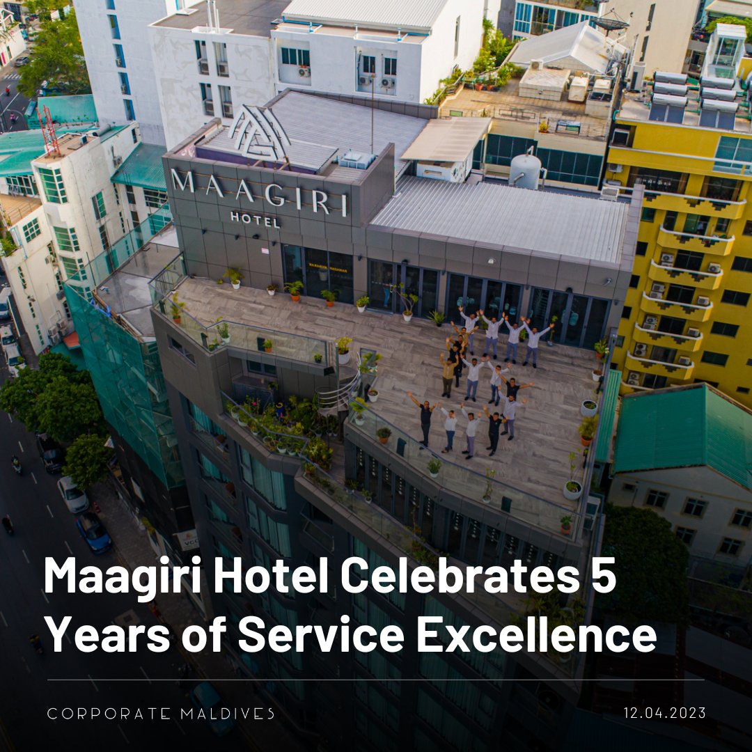 .<a href="/MaagiriHotel/">Maagiri Hotel</a> is celebrating its fifth anniversary today, on 12th April 2023, marking a half-decade of prestigious hospitality service in the capital city of Maldives.
