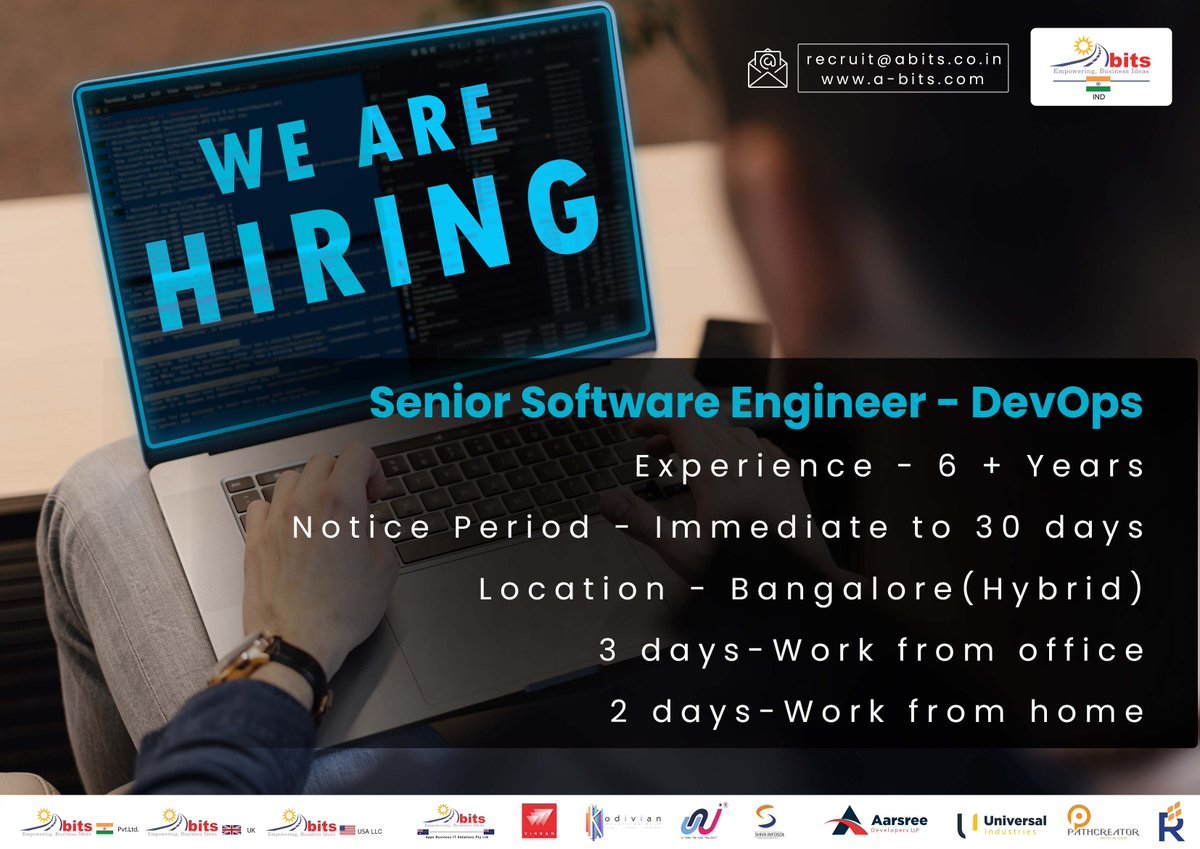 IndiaAbits's tweet photo. Requirement Name: Senior Software Engineer - DevOps.

Link to apply - https://t.co/9sCsqtU2ad

#SSGroup #abits #design #job #data #sales #experience #experience #communication #work #docker #python #kubernetes #devops #devops #java #azure #workfromhome #softwareengineer #aws https://t.co/8l30lxxmUP