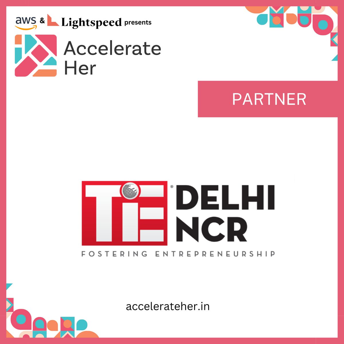 Accelerate__Her's tweet photo. Welcoming @TiEDelhi as our ecosystem partner at AWS AccelerateHer, presented by @awscloud &amp; @LightspeedIndia 

Head on to our website to know more - https://t.co/LTJJMfT0e0

#AccelerateHer #Womenentrepreneurs #indianstartups #founders #womeninbusiness https://t.co/HaLWrrIuLm