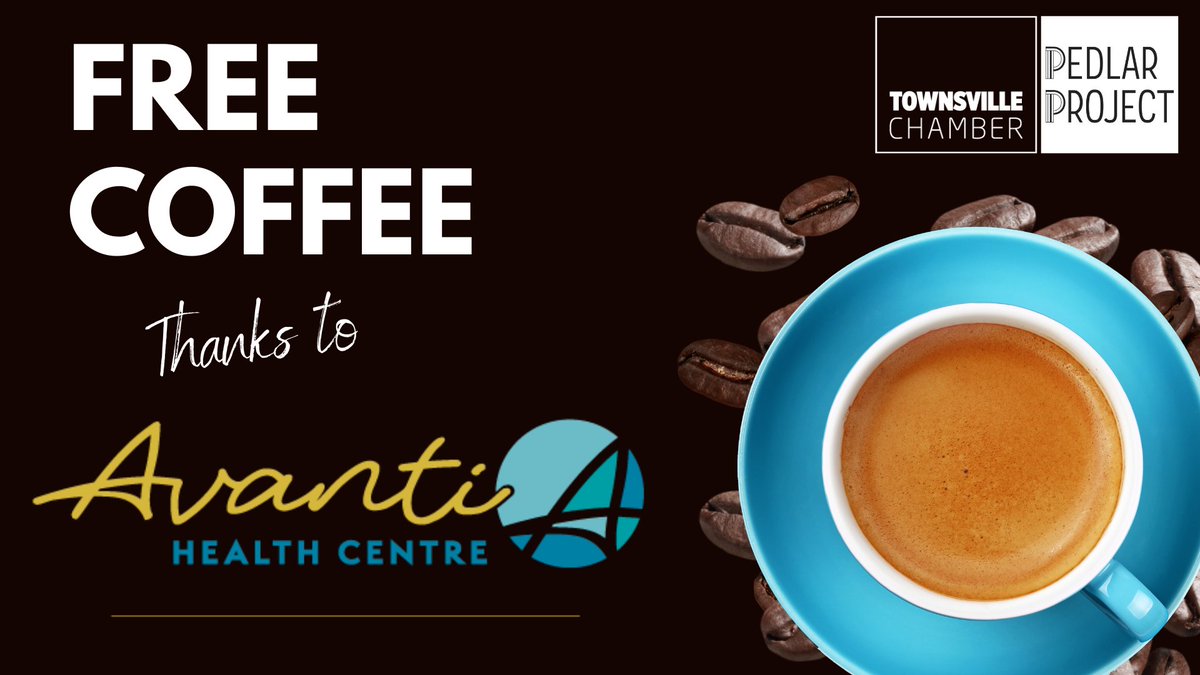𝘿𝙤 𝙮𝙤𝙪 𝙡𝙤𝙫𝙚 𝙛𝙧𝙚𝙚 𝙘𝙤𝙛𝙛𝙚𝙚 ...
Chamber coffee is free thanks to Avanti Health Centre Townsville
Where: Bulletin Square/Flinders Square - Drinks by Pedlar Project
When: Thursday 13 April
Time: 8am - 9am