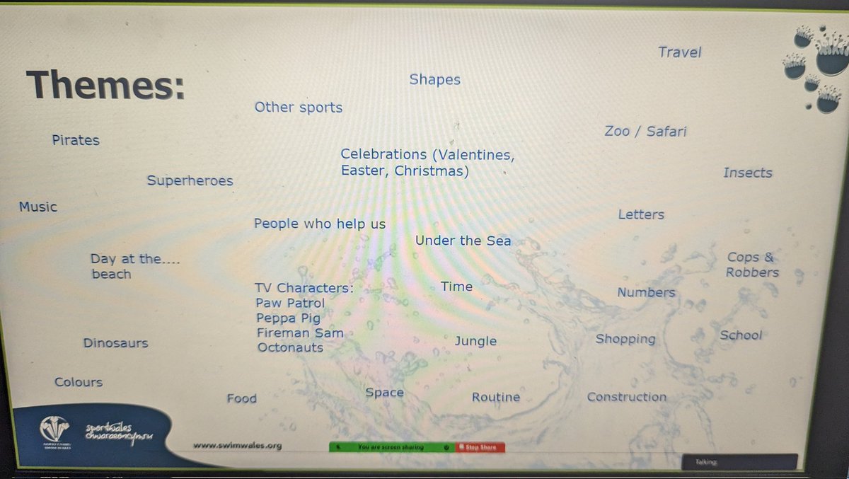 SwimHanna's tweet photo. Some great ideas shared of themes to use when delivering Splash lessons from the teachers on the @TrainingSwim Splash Masterclass last night. 
It should be all about fun, imagination and building confidence and independence.
#letsmakeasplash💦 #earlyyears https://t.co/yFrLUgo5vS