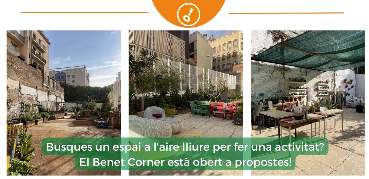 FundacioComtal's tweet photo. ‼️Organitzes activitats lúdiques, formacions, xerrades i/o reunions?
Reserva l'espai comunitari #BenetCorner, i fes-ho a l'aire lliure! https://t.co/g4knRe7wOK