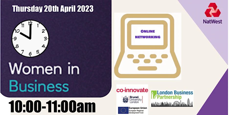 Upcoming virtual networking Thurs 20/4/23 10am #WomeninBusiness #networking register via link eventbrite.co.uk/e/women-in-bus… network with other like minded female business owners. Opportunity to tell others about your business #london #hertfordshire