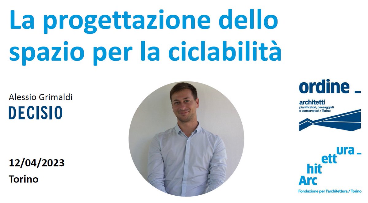 Oggi il nostro collega Alessio Grimaldi parlerà all'Ordine degli Architetti di Torino sul tema della progettazione dello spazio pubblico per la ciclabilità.

Come progettare uno spazio funzionale e attrattivo per tutti gli utenti della strada? Quali esigenze? Quali principi?