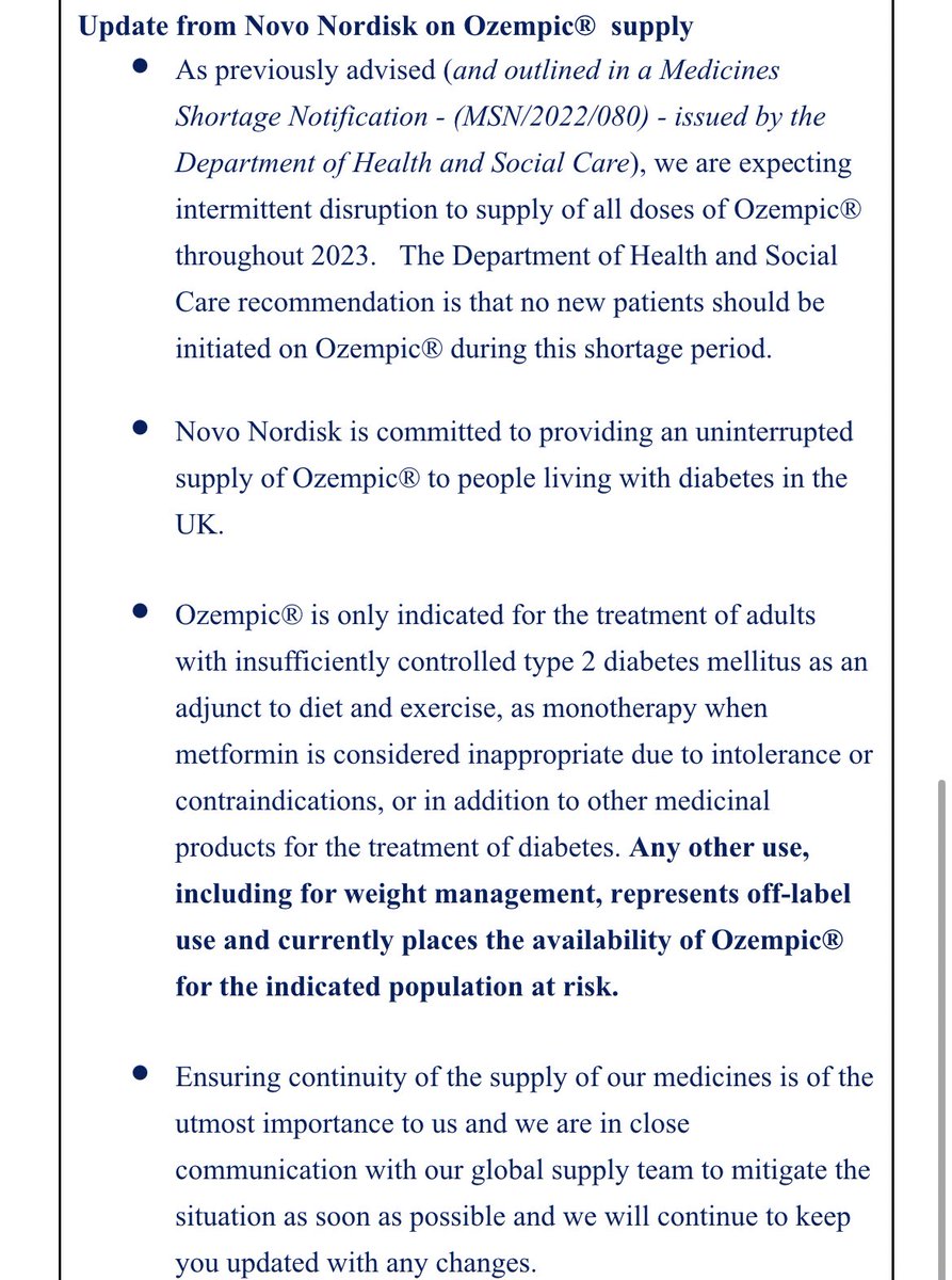 ⚠️ Please see update from <a href="/novonordisk/">Novo Nordisk</a> regarding SUPPLY ISSUES with: 

🖊️ FIASP flex touch pens
🖊️ OZEMPIC (all doses)

☎️ call 0800 232573 for any help if you are struggling to get hold of these in the UK 

#gbdoc