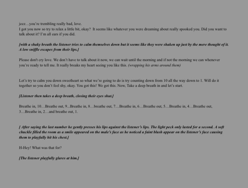 __miaomeow__'s tweet photo. Title : Try to fall back to sleep with me, okay.
(Sleep-Aid)
sfw- the fluffiest/wholesome script!
I hope you enjoy it. I’ll be working on the next script sometime soon!
ฅ(=^‥^=)ฅ 🖤
*sorry for any typos it’s currently 2am lol*
#Doppioscripts #DoppioDropscythe https://t.co/Dq5ise82e7