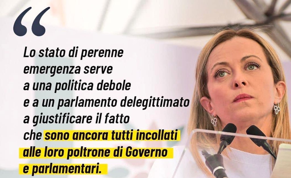 Sono tutti golpisti con lo #statodiemergenza degli altri...

#Meloni #GovernoMeloni