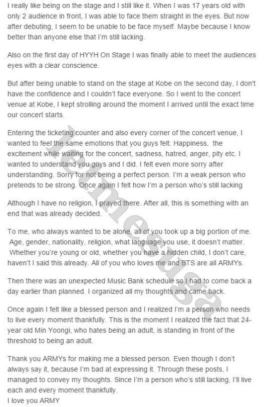 mhereonlyforbts's tweet photo. Bringing back the day when Yoongi for the 1st time  decided to open up to us, not as BTS Suga but as Min Yoongi. The way he shared his inner and deepest feelings and thoughts, like it never fails to make me cry, he deserves the world :( https://t.co/bMCriFmZ6r