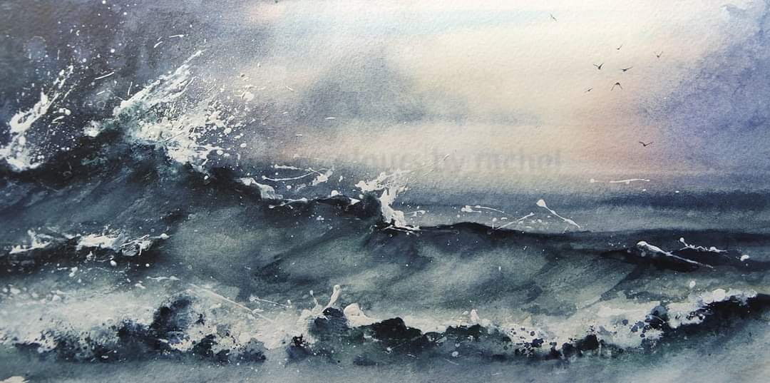 It's going to be blustery today...
Happy Wednesday x

#watercolour #watercolourpainting #windy #ocean #waves #seascape #clouds #weather #sea #sky #roughsea #light #painting #artist #paint #art #water #movement #Devon