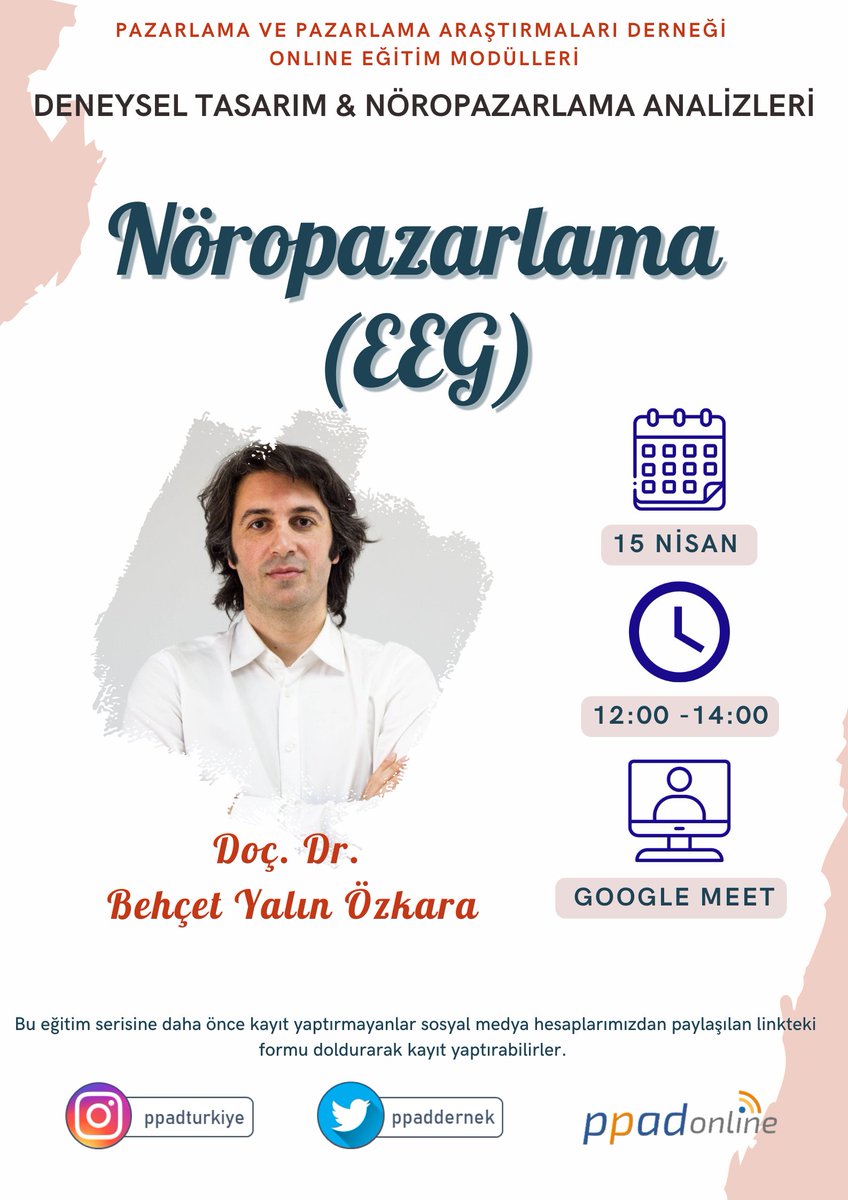 📢🥳Eğitim serisimizin son bölümünde EEG eğitimi ile Behçet hocamız <a href="/istatistikvean1/">AkademikLink</a>  bizlerle birlikte olacak. 📝Cumartesi günü kimselere söz vermeyin. 
Bu seri için daha önce katılım formu doldurmadıysanız linkteki formu doldurup kayıt olabilirsiniz: forms.gle/9SbnXGgz3cCzcJ…