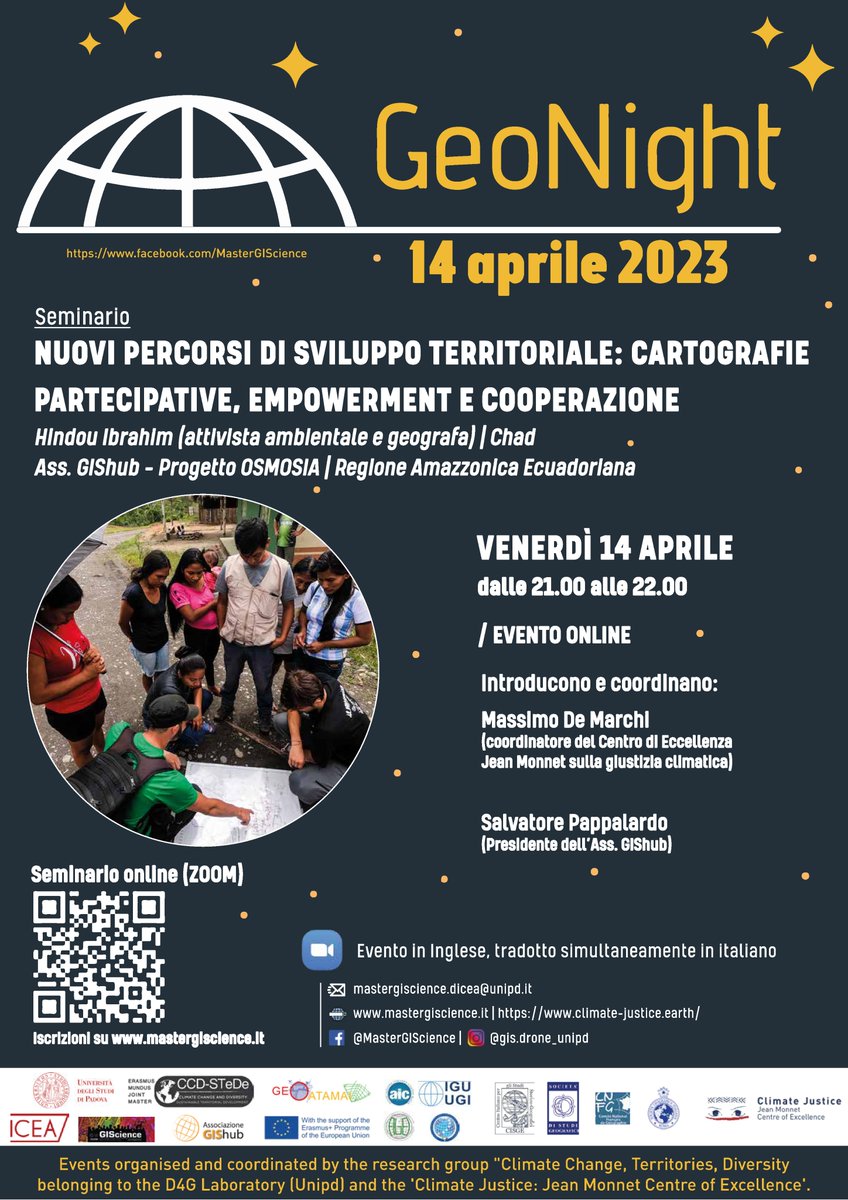Eccoci con il secondo evento della #geonight2023  del <a href="/MasterGIS_Droni/">Master GIS Droni</a> 
Per iscriversi all'evento: forms.gle/xT3ca1AbxwaQZG…
#geonight #nottedellageografia #14aprile