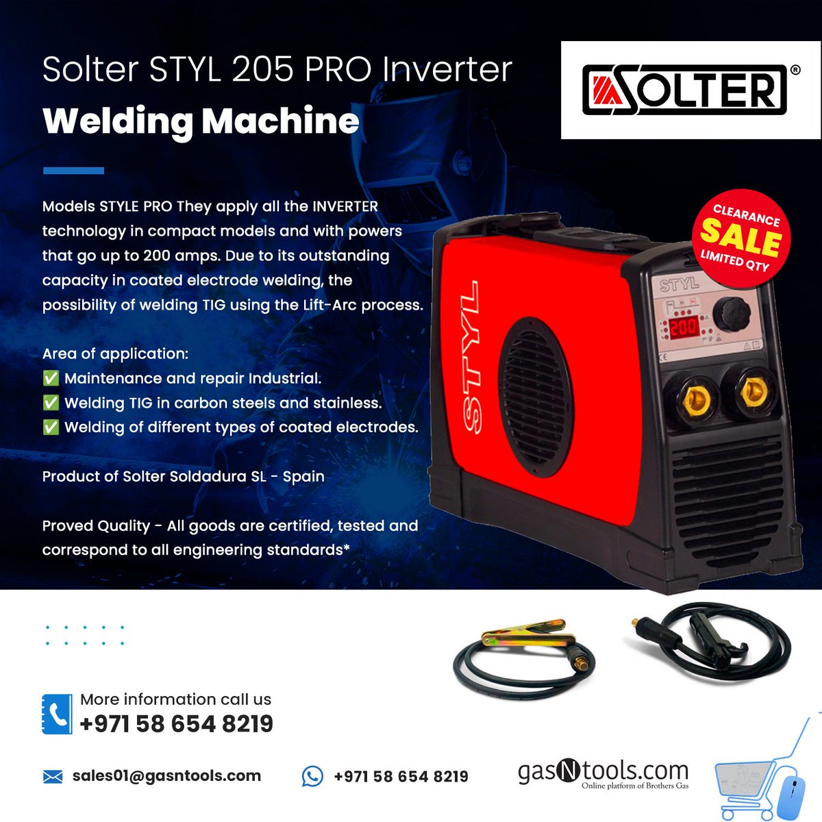 GasNtools's tweet image. Solter STYL 205 PRO Inverter Welding Machine - Spain 🇪🇸

Clearance Prices on Limited Stocks

📞 Call: +971 58 654 8219
💬 24/7 WhatsApp: +971 56 508 8877
📧 sales01@gasntools.com
🌐 gasntools.com

#gasntools #welders #sickwelding #weldingmachine #MIG #TIG #MENA #UAE