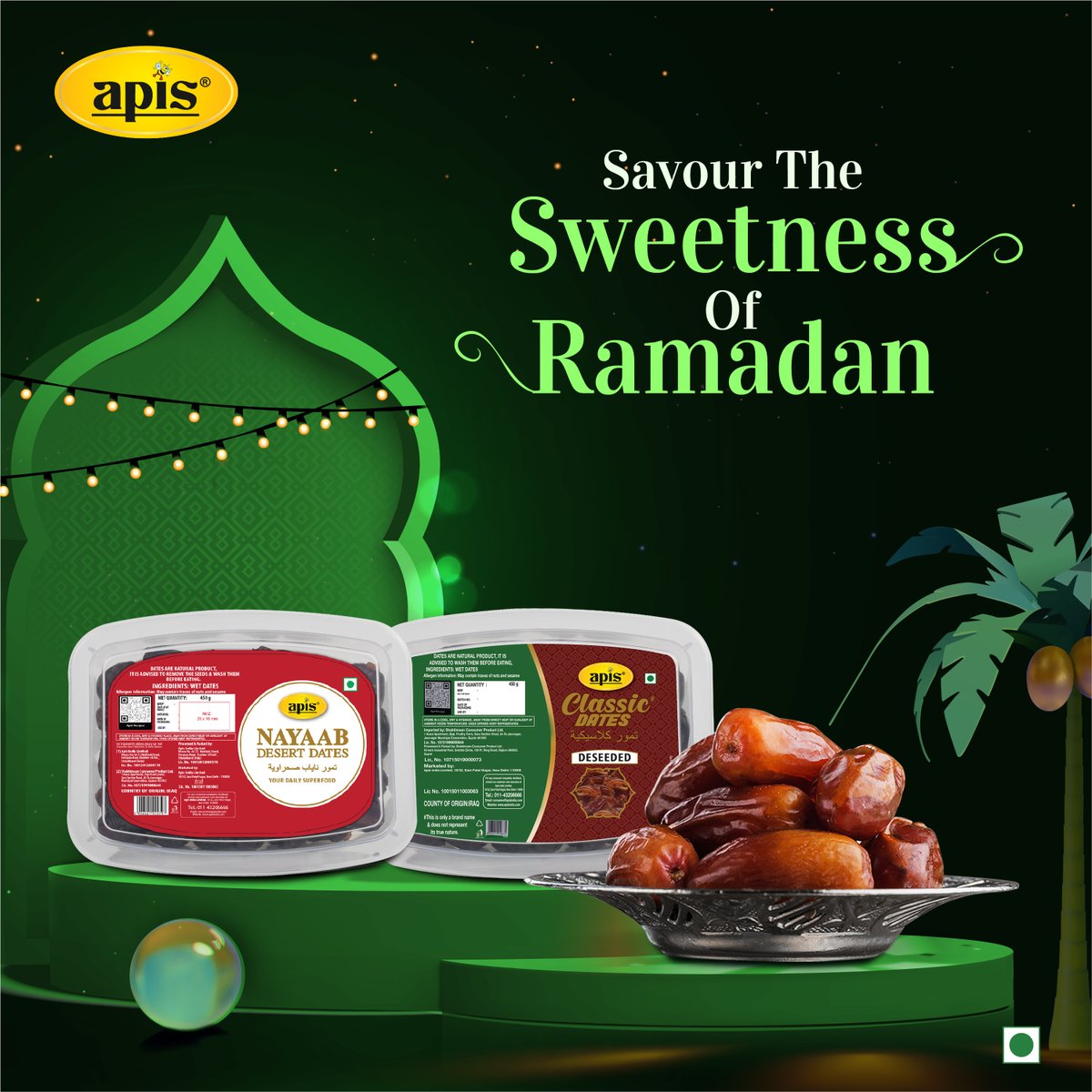 apis_india's tweet photo. Dates are not only a traditional part of Ramadan, but also a great way to boost your health. High in fiber, vitamins, and minerals, they're a perfect addition to your fasting diet.
#HealthyLiving #dates #ApisDates #Ramadan #Ramadan2023 #SehatKaSaath https://t.co/IdsAm0152C
