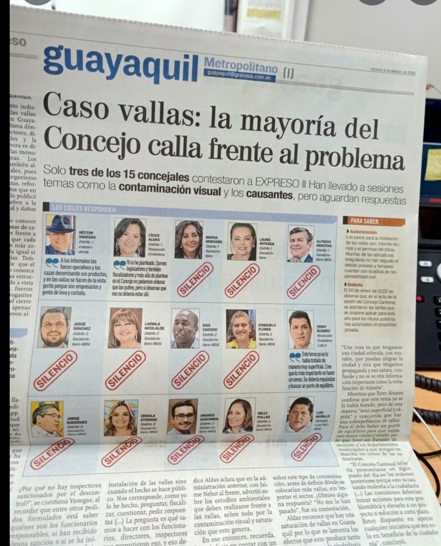 @jRodriguezECU Ajá! Igual que el caso vallas, al cual se quedaron callados, sabiendo que era ilegal y beneficiaba a no se quién? Cc @Blankimonki @Matraca_2 @jimlama7 @Guayaquilsinle2 @SinPlacas_Ec Sr. Alcalde @aquilesalvarez muy atento a los concejales del silencio 🧐👀 del #PSC #VivaGuayaquil