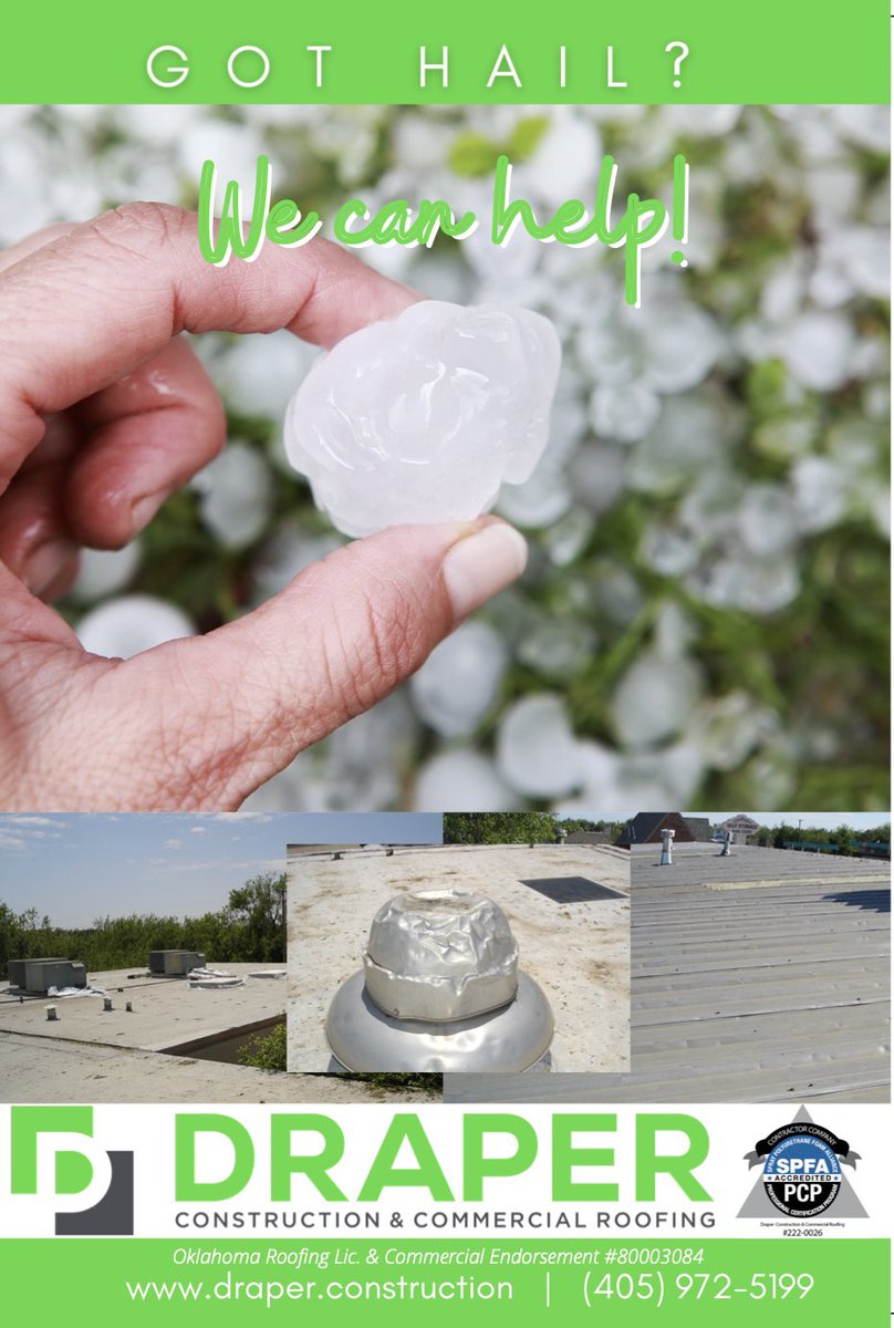 It’s Springtime in Oklahoma⛈️
We are in your area and can give you a free roof inspection! Call us today and we would be Happy To Do It 🙂

#metalroofsystems #commercialroofingokc #SPF #sprayfoam #OklahomaRoofing #CoolRoof #flatroofs #haildamage #fluidapplied #metalroof