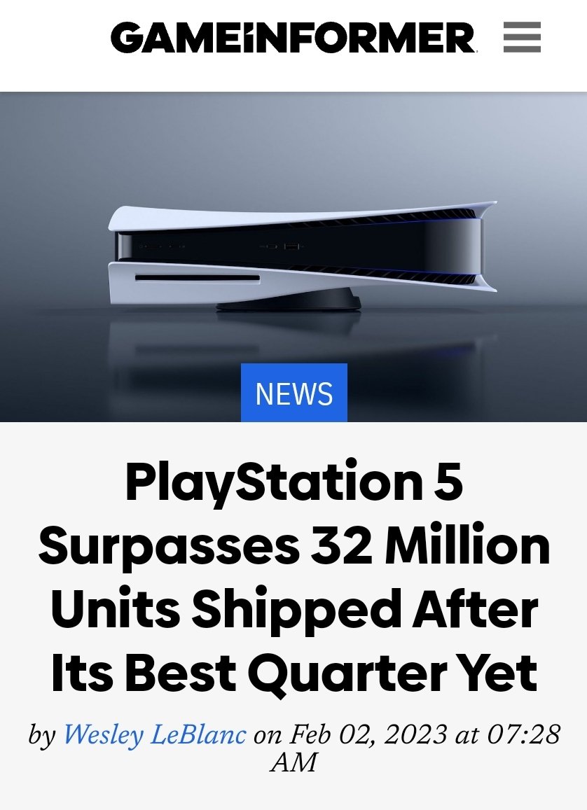 @SagamiSword_ @PrinceVampi #PS5 #PlayStation5 has been #matching the #nintendoswitch in their first 2 years even though Playstation 5 had to go through #chipshortage problem. Now just image if there wasn't a problem making Playstation 5 in its first 2 years 🤯