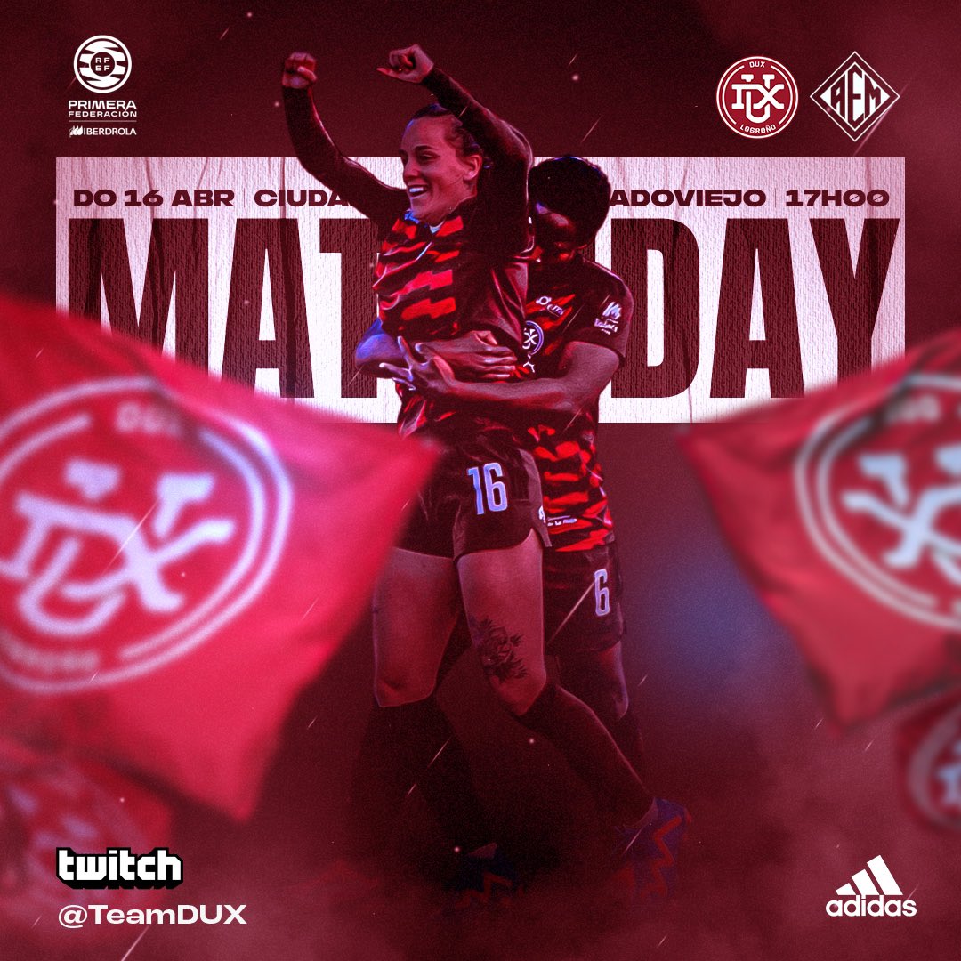 ¡Este fin de semana jugamos en casa la primera de las 5 finales que nos quedan! Domingo 16 de Abril a las 17:00h en Pradoviejo frente al AEM Lleida. 

También puedes seguirlo en twitch.tv/teamdux

¡Vamos vinotintos! #GoDUX