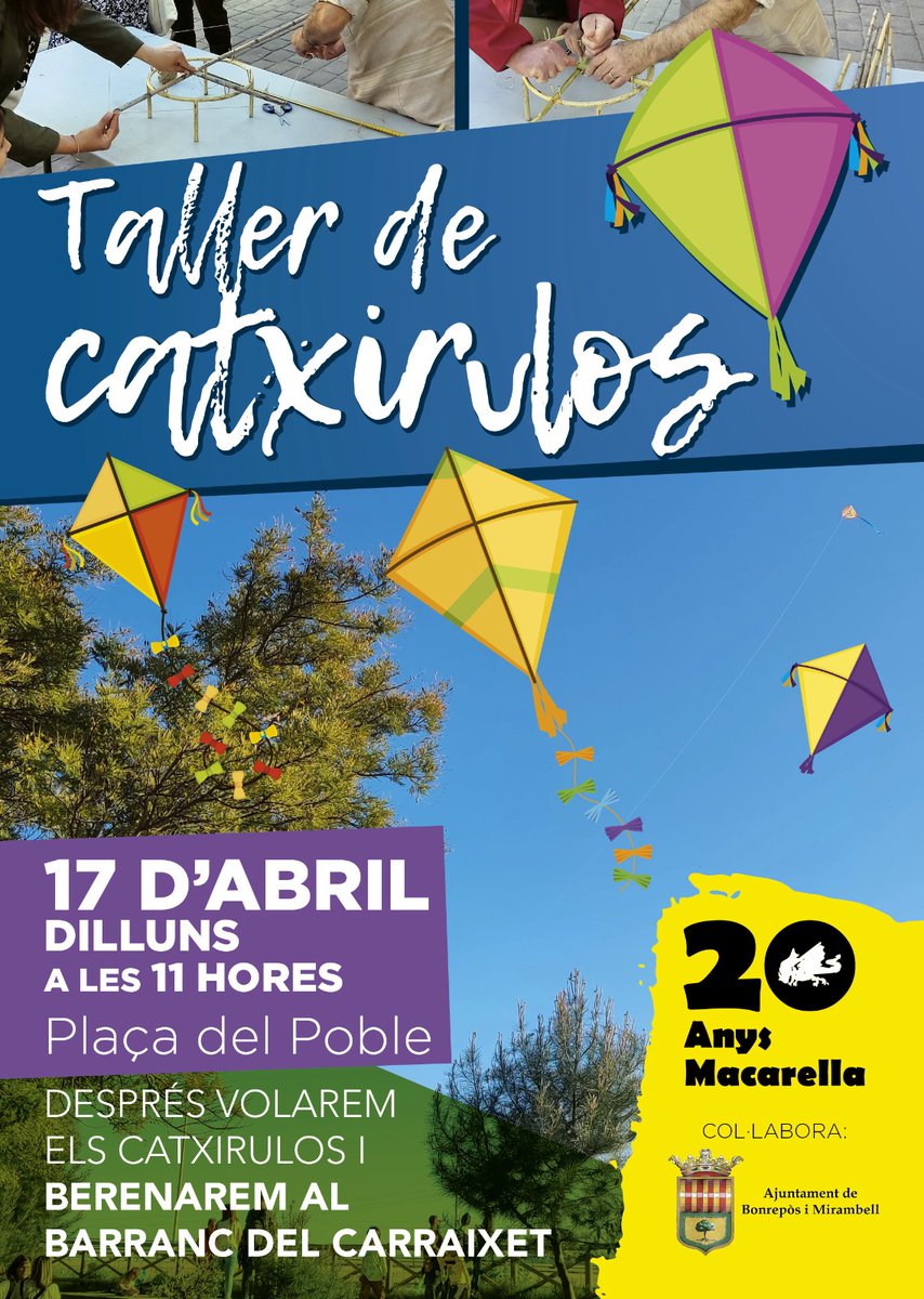 acMacarella's tweet image. Dilluns torna el tradicional Taller de catxirulos🪁🪁 No pots faltar🪁🪁#Macarella2023