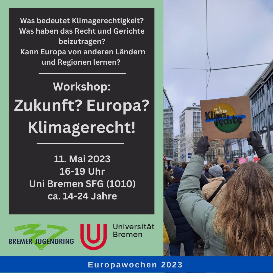 Wie geht Zukunft in Europa klimagerecht? Findet es heraus in unserem Workshop im Rahmen der #Europawochen 2023. 👉Hier geht's zur Anmeldung: bremerjugendring.de/zukunft-europa…  <a href="/EPBremen/">EuropaPunktBremen</a>
