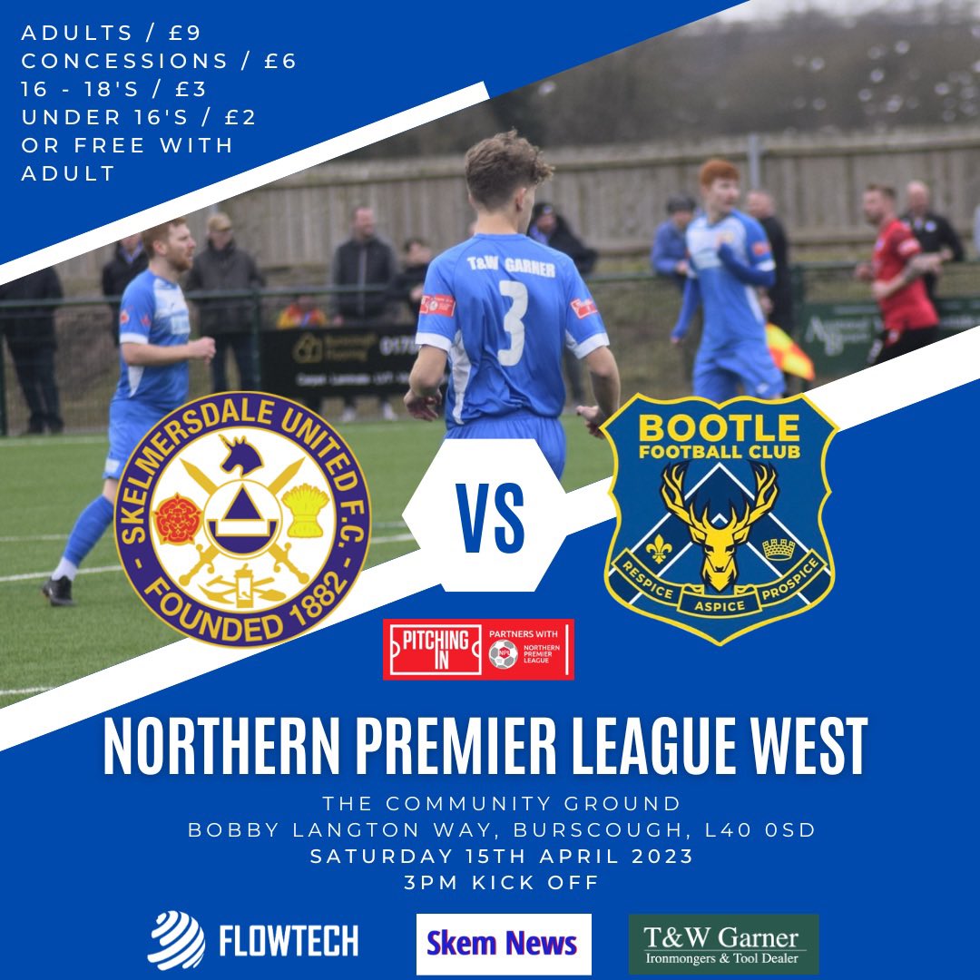 Skemutdofficial's tweet photo. 𝓝𝓮𝔁𝓽 𝓤𝓹:

🗓️Saturday 15th April
⚽️ @Bootle_FC 
⏰ 15:00
🏆@NorthernPremLge 
📍The Community Ground, L40 0SD

Let’s get behind Brodie and the Lads on our last home game of the season🔵⚪️ https://t.co/SXu9jgVHAJ