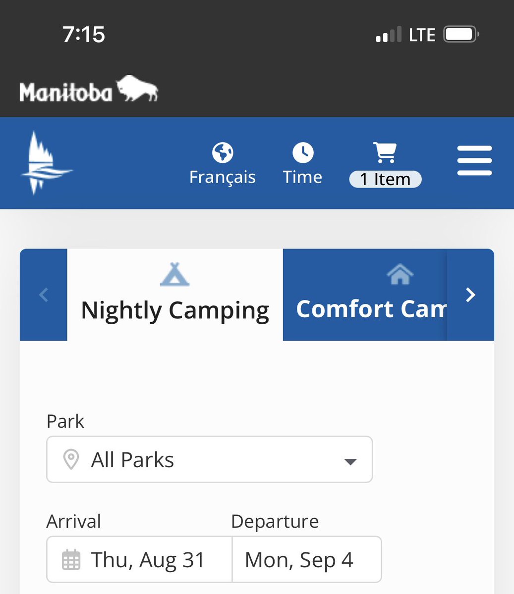 Well @GabbyMarchand not as lucky today. New system did this to me, shows in my cart but the button for the cart doesn’t work. Logged in on another browser and nothing. <a href="/MBGovParks/">Manitoba Parks</a> this is slightly annoying as now there is nothing left.