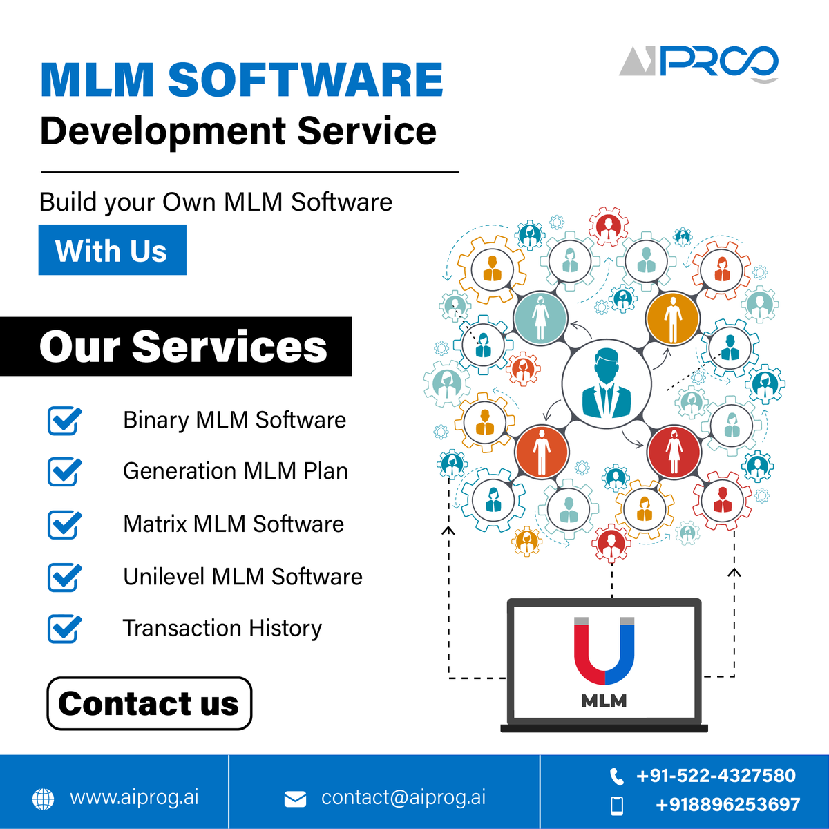 aiprog_ai's tweet photo. Get MLM Software with many features like:
1- Binary MLM Software
2- Generation MLM Plan
3- Matrix MLM Software
4- Unilevel MLM Software
5- Transactional History, Etc.
Know More>> https://t.co/htcDQSPXkw
#aiprog #ai #mlmsoftware #softwaredevelopment #mlm https://t.co/q7T8wKq8sM