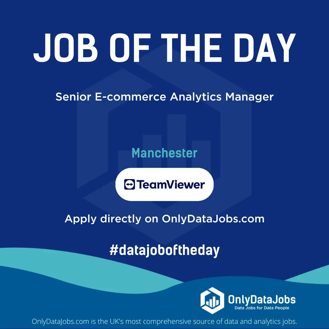 Only_Data_Jobs's tweet image. TeamViewer is HIRING NOW for a Senior E-commerce Analytics Manager - Manchester 

Apply directly on buff.ly/3zQP0MW!

#onlydatajobs #analyticsmanager #ecommercemanager #seniormanager #ecommerceanalyst #careeropportunities #jobsearch #UKJobs #Hiring #HIRINGNOW