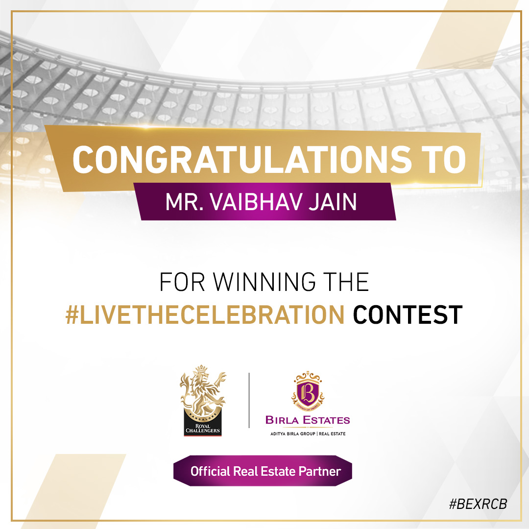 Birla_Estates's tweet photo. Heartiest congratulations to the winners of #LiveTheCelebration contest.
Stay tuned for more contests throughout the IPL season.
#LiveTheCelebration #ChallengersInHouse #BEXRCB #EstatelyMoments #EstatelySquad #EstatelyCelebration #rcb #contest #giveaway #competition https://t.co/Bs3UE3Deym