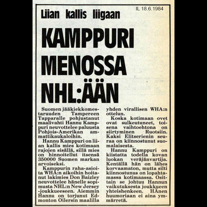 Päivän Tappara-uutinen 18.6.
Iltalehti 1984
#Tappara #Liiga