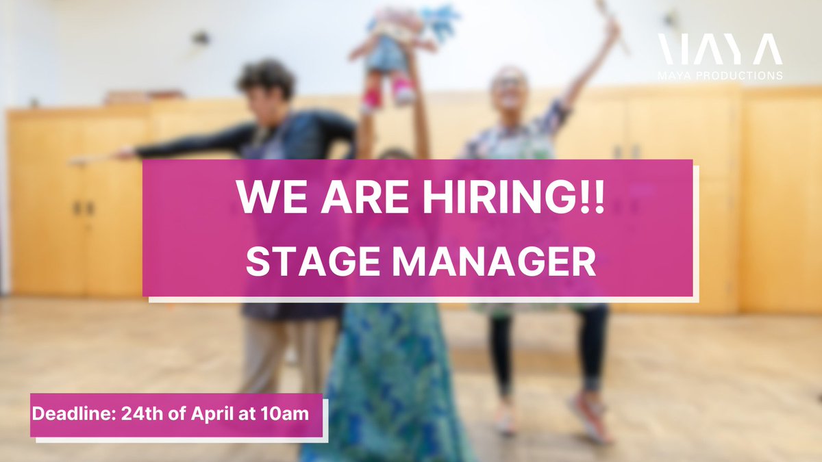 We are seeking a Stage Manager to join our Súper Chefs tour ASAP!! 

📅Apply by 10am Mon 24th April
🎭Performing @MigMatFest, @TheatrePeckham and @Stanley_Arts. 

Full info here:  mayaproductions.co.uk/super-chefs-to…

#ArtJobs #theatre #theatrejobs #Diversity #LatinAmerican #stage
