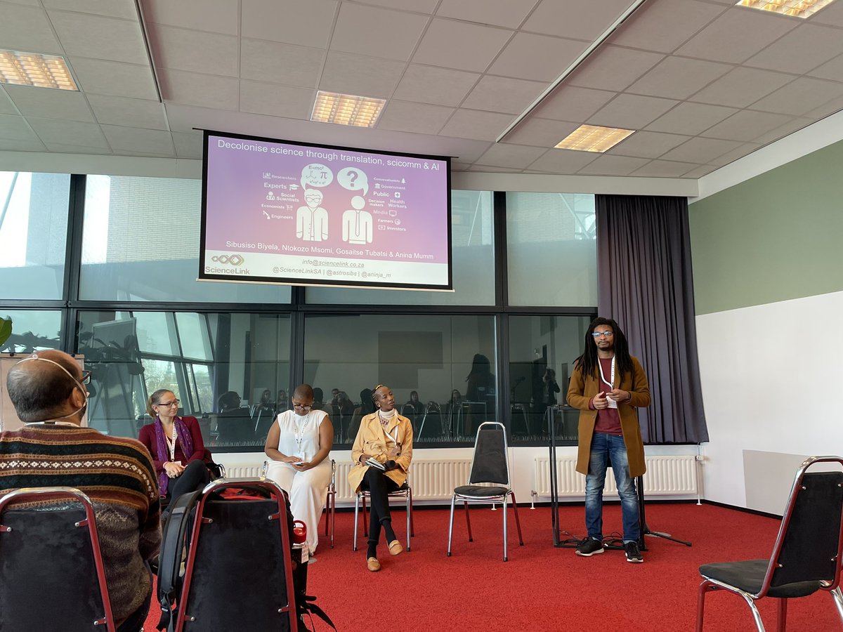 Linka Maritz (@rinks4ct) on Twitter photo Great session on decolonising science through translation, scicom and AI, thanks <a href="/AstroSibs/">Sibusiso Biyela 🇿🇦 🇵🇸🏳️⚧️</a> and rest of team from <a href="/ScienceLinkSA/">ScienceLink</a> #PCST2023 Great session on decolonising science through translation, scicom and AI, thanks <a href="/AstroSibs/">Sibusiso Biyela 🇿🇦 🇵🇸🏳️⚧️</a> and rest of team from <a href="/ScienceLinkSA/">ScienceLink</a> #PCST2023
