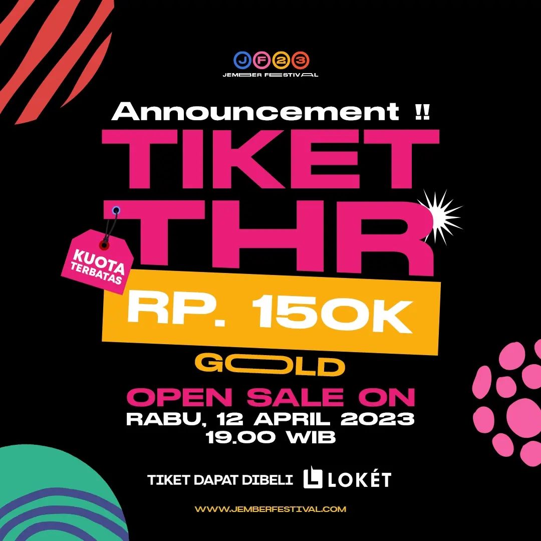 jemberfestival's tweet photo. BIG ANNOUNCEMENT!!
Tahun kemarin kan ada tiket THR, masa tahun ini engga ya ges yak!

Nih Min J pukul 19.00 tet hari ini buka Tiket THR buat kalian J-People!
Besok jam kalian bisa beli tiketnya di https://t.co/UnLhrao23V 
Link di bio ya! https://t.co/L46p2HDoIz