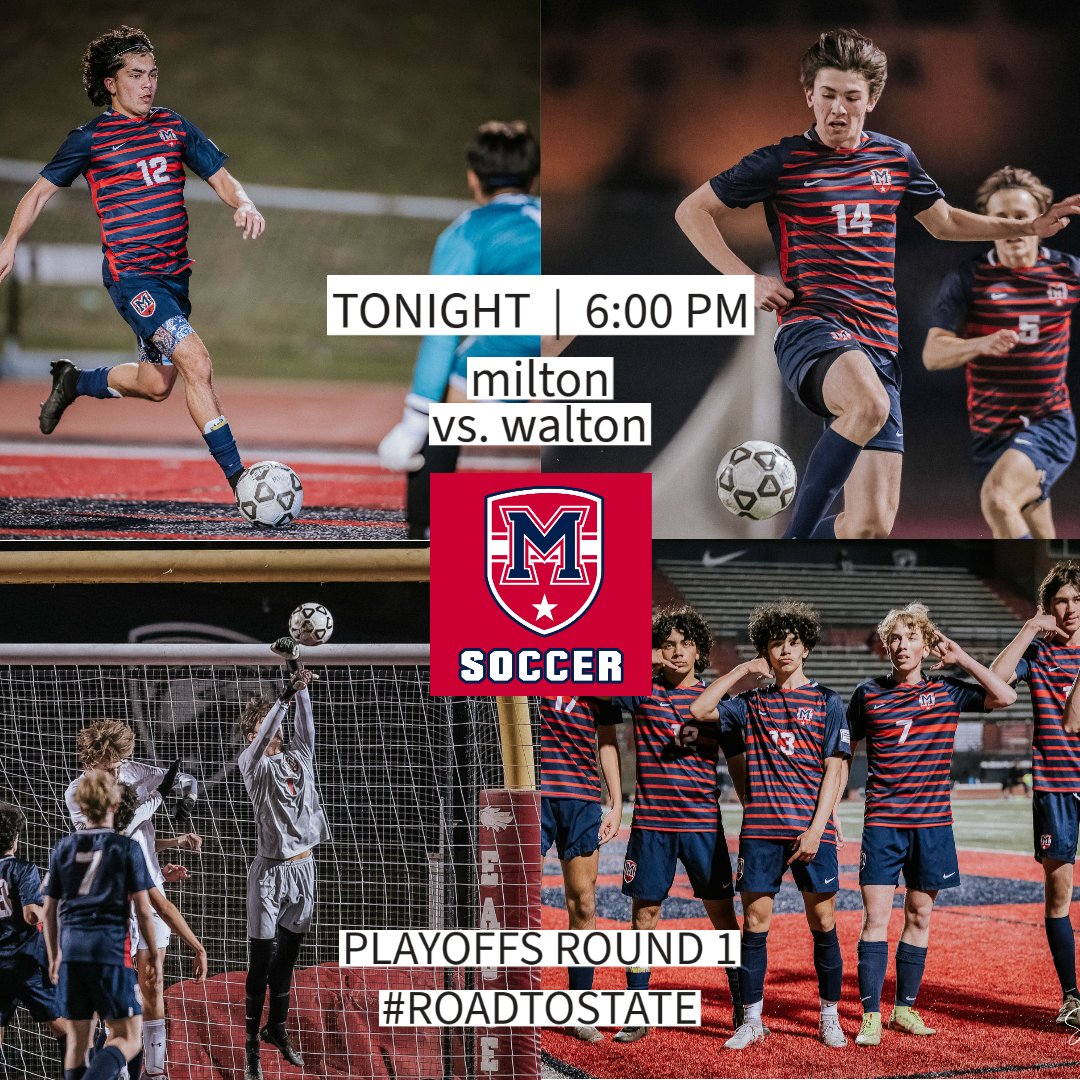 MiltonSoccerBooster (@miltonscrboostr) on Twitter photo Varsity Boys up next in round 1 of the <a href="/ghsasports_/">GHSA Sports</a> playoffs. Taking on Walton on the road. Come get loud and support your Eagles! Tickets here: gofan.co/app/events/968… Varsity Boys up next in round 1 of the <a href="/ghsasports_/">GHSA Sports</a> playoffs. Taking on Walton on the road. Come get loud and support your Eagles! Tickets here: gofan.co/app/events/968…