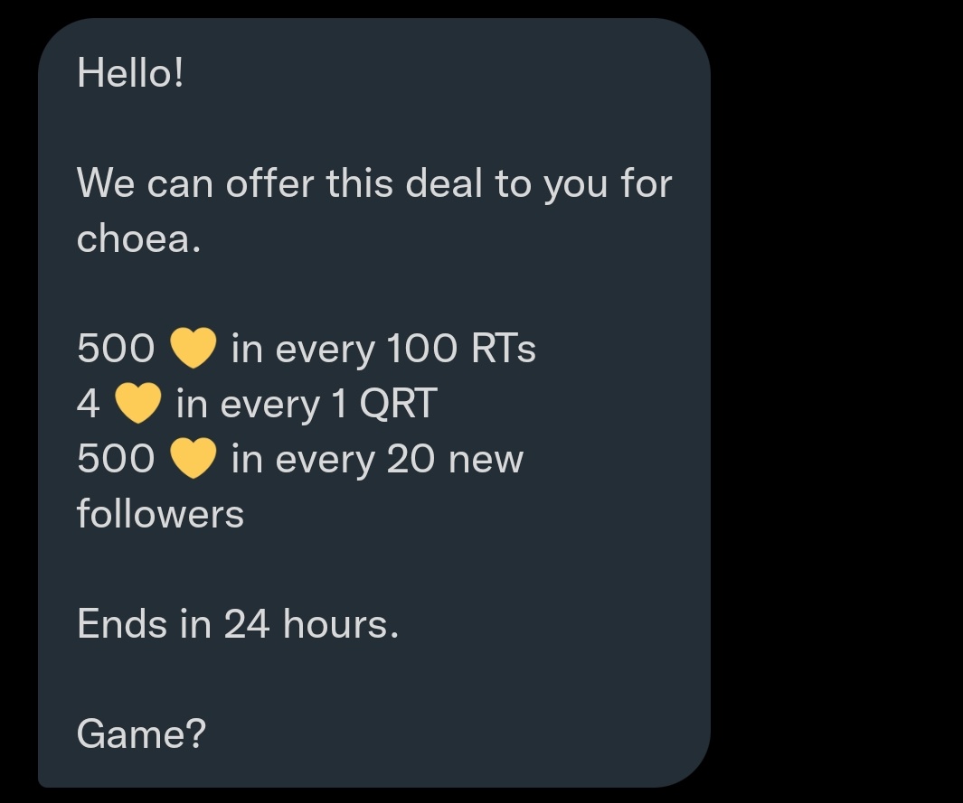 memoirpjs's tweet photo. CHOEAEDOL DEAL FOR #ENHYPEN_JAY

500 💛 in every 100 RTs
4 💛 in every 1 QRT
500 💛 in every 20 new followers
Follow @BoosterVote
Ends in 24 hours.

#EnFuelUp #ENVOOSTERS https://t.co/oMU6kBgcC8
