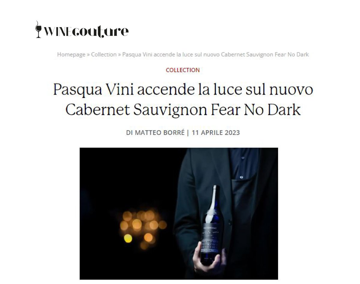 PasquaWinery's tweet photo. Fear No Dark by @PasquaWinery, the new icon from the  #MaiDireMai line. 
@MatteoBorre takes a look on #WineCouture 
#PasquaWines   
https://t.co/3oTyAtREeA https://t.co/F000R3xgXq