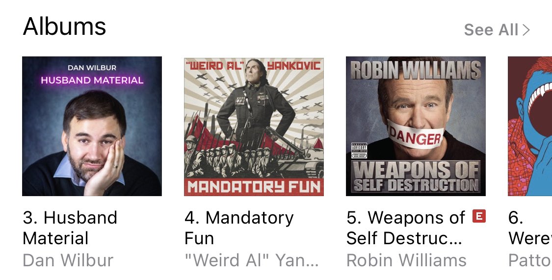 DanWilbur's tweet photo. Pretty big day for me. The album is currently #3 in Comedy on iTunes ahead of Oops! iFarted! and I just found out a few of the books I got from the library last month were automatically renewed. https://t.co/1nttoZ8dXA