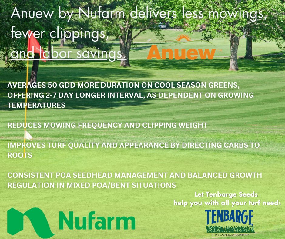 TenBargeSeed's tweet image. Save Time. Improve Playability. #nufarm #anuew  #turf #golf
@NufarmUSTurf
