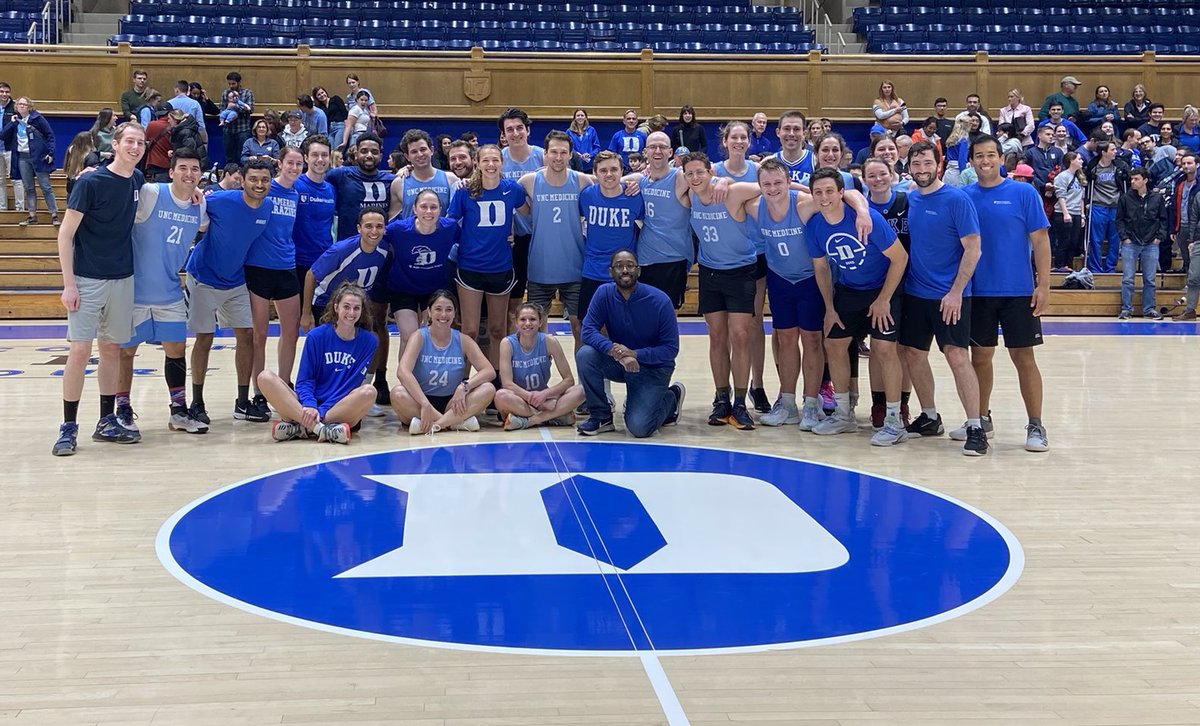 dukemedicine's tweet photo. Thanks to everyone who came out to support our Blue Devils for this year's @IMResidencyDuke  v @UNCDeptMedicine matchup at Cameron Friday night. Enjoy our photo album from the game! 

Looking forward to making it a new tradition. #DukeFam 😈🏀👏👏👏
 
https://t.co/Jl1CzIOdVW https://t.co/UVVUrJamx3