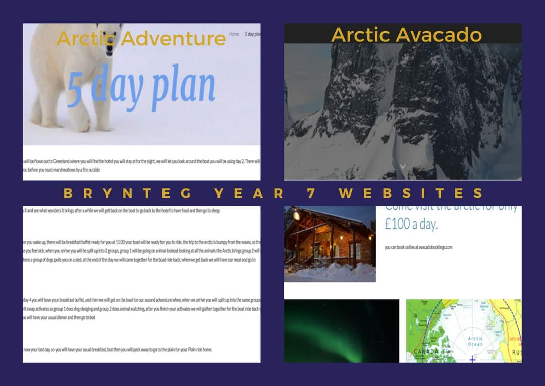 Looking at the submissions for the Year 7 @BryntegSchool  @TegHumanities website project 💜 we have some budding digital marketing candidates and future travel agents.  

Today's winning websites are: 

🚡  Artic Adventure - Oscar
🚡 Artic Avacado - Shaun

<a href="/BigIdeasWales/">Big Ideas Wales</a>